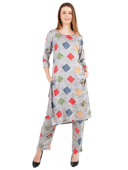printed straight kurta - 17361338 - Very Small Image - 1