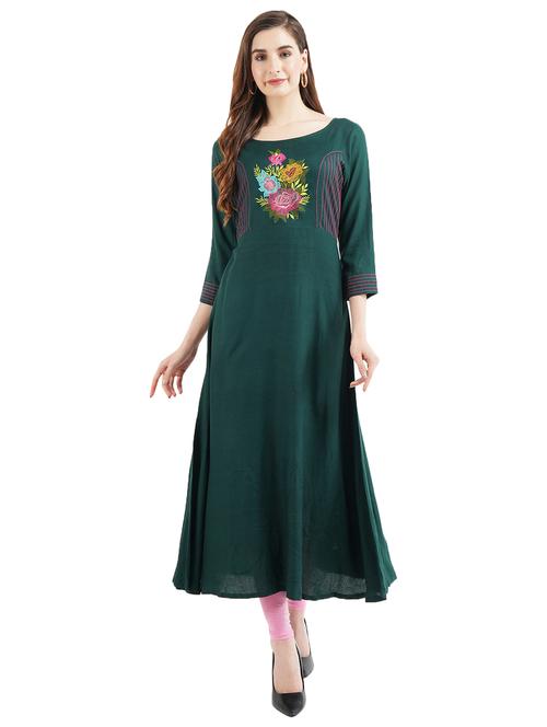 embroidered a-line kurta - 17361344 - Very Small Image - 1
