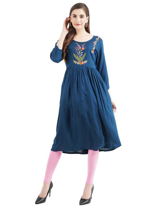 embroidered flared kurta - 17361345 - Very Small Image - 1