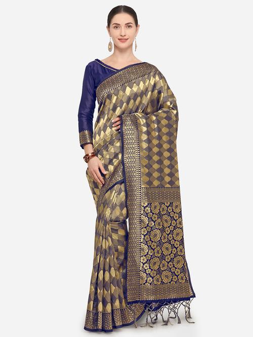 geometrical woven saree with blouse - 17361503 - Very Small Image - 1
