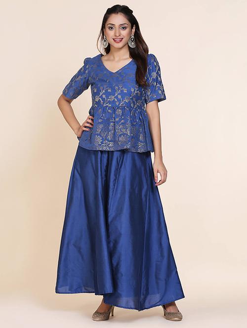 floral zari work fusion set - 17361671 - Very Small Image - 1