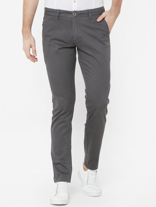 grey striped flat front casual trouser - 17363112 - Very Small Image - 1