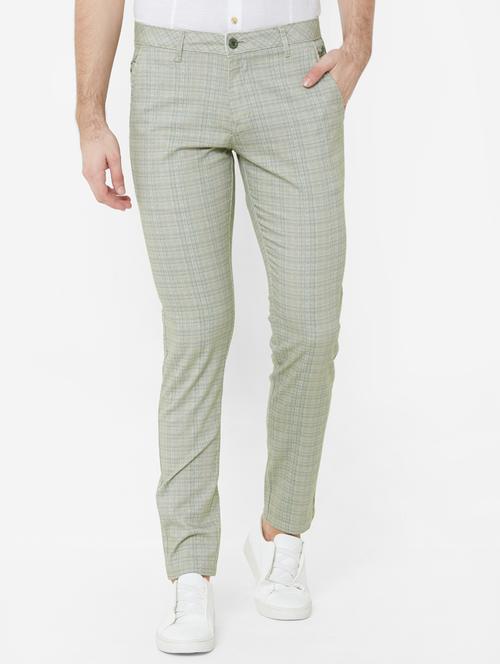 green checkered flat front casual trouser - 17363119 - Very Small Image - 1