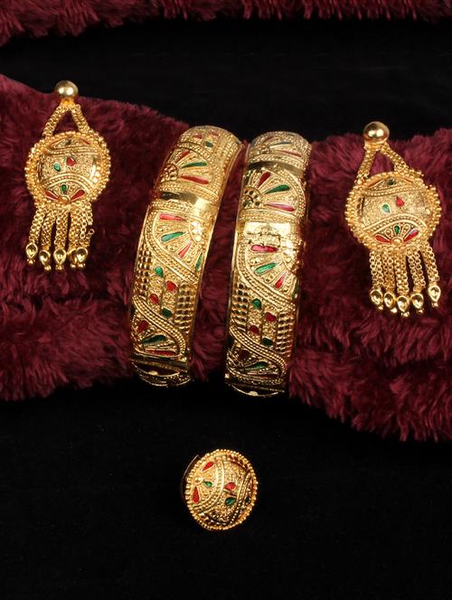 gold brass bangle with earring - 17363552 - Very Small Image - 1