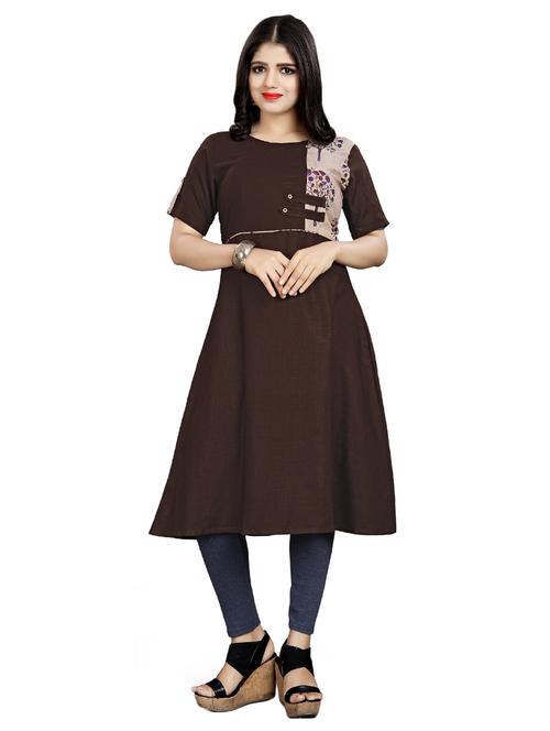 contrast yoke a-line kurta - 17363558 - Very Small Image - 1