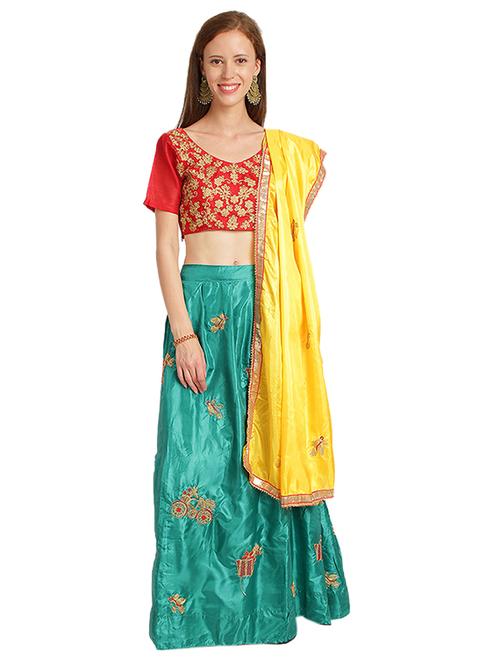 embroidered flared lehenga - 17363991 - Very Small Image - 1