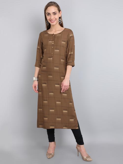 checkered straight kurta - 17364153 - Very Small Image - 1