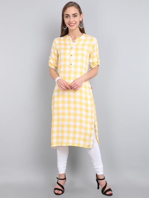 checkered straight kurta - 17364161 - Very Small Image - 1