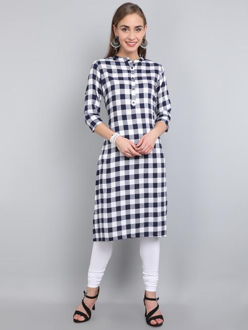 checkered straight kurta - 17364162 - Very Small Image - 1