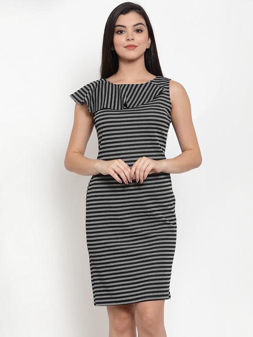 ruffle detail striped sheath dress - 17364419 - Very Small Image - 1