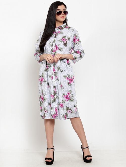 tie front floral shirt dress - 17364423 - Very Small Image - 1