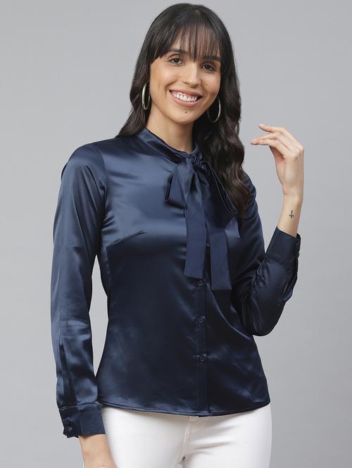 tie up neck satin top - 17364478 - Very Small Image - 1