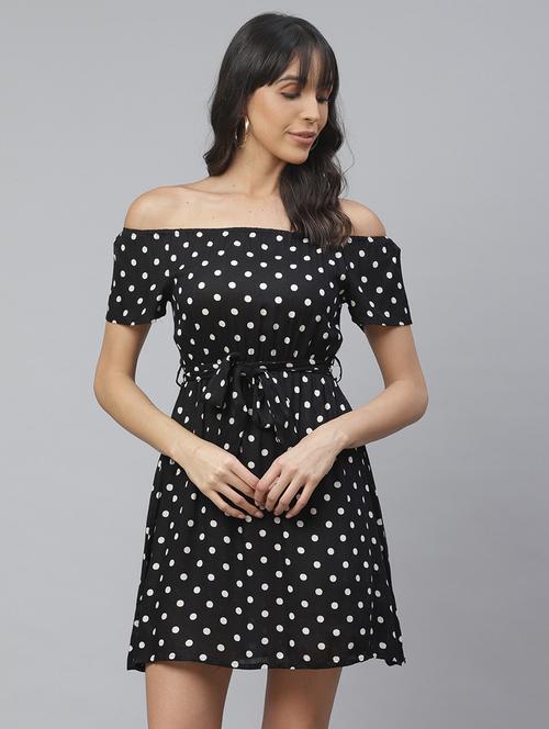 off shoulder polka dot dress - 17366127 - Very Small Image - 1