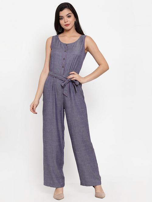 tie front full leg jumpsuit - 17366206 - Very Small Image - 1