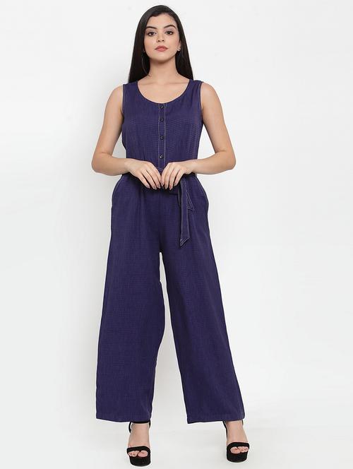 tie front full leg jumpsuit - 17366208 - Very Small Image - 1