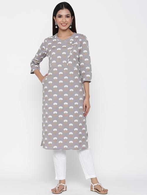 foil print straight kurta - 17367604 - Very Small Image - 1