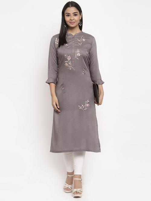 embroidered straight kurta - 17368414 - Very Small Image - 1
