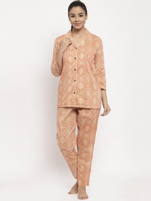 lapel neck nightwear pajama set - 17368466 - Very Small Image - 1