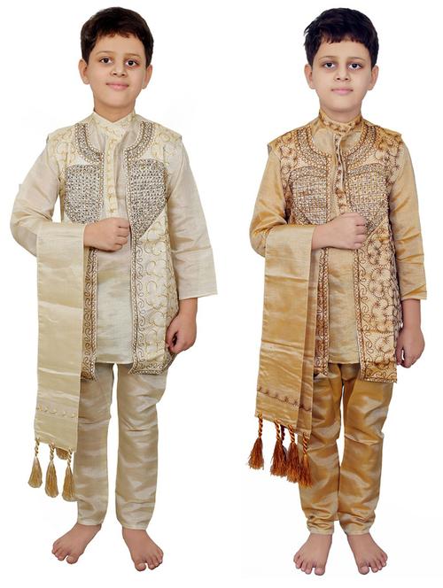 set of 2 silk kurta sets - 17369216 - Very Small Image - 1