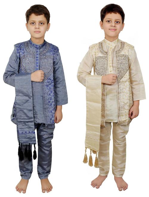 set of 2 silk kurta sets - 17369218 - Very Small Image - 1