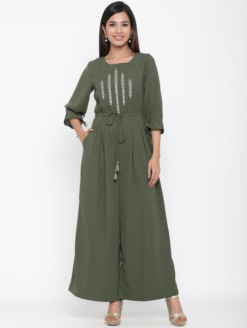 embroidered fusion jumpsuit ethnic dress - 17369374 - Very Small Image - 1