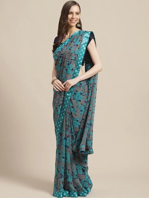 floral printed saree - 17369384 - Very Small Image - 1