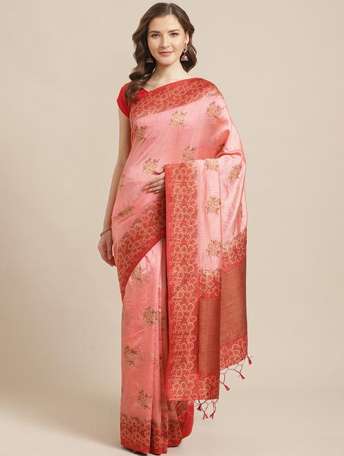 floral woven saree with blouse - 17369393 - Very Small Image - 1