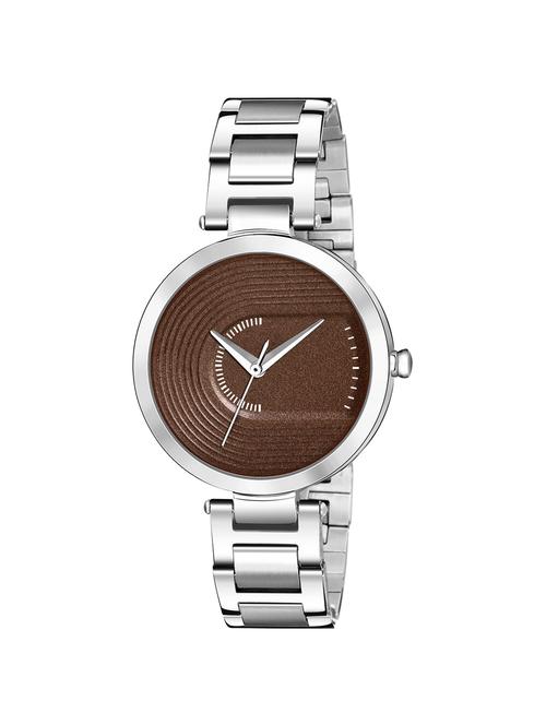 premium look mesh brown dial & silver strap analog watch - 17369511 - Very Small Image - 1