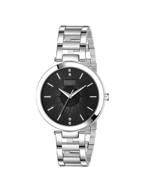 new premium look mesh flower design black dial & silver strap - 17369517 - Very Small Image - 1