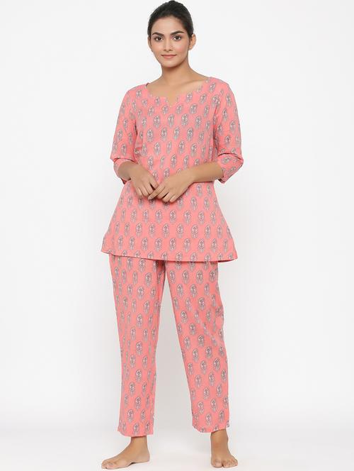 notch neck paisley nightwear set - 17370280 - Very Small Image - 1