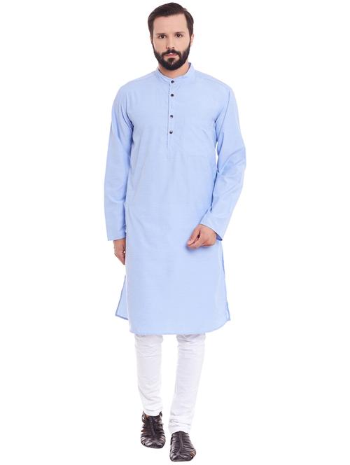 light blue solid long kurta - 17370578 - Very Small Image - 1