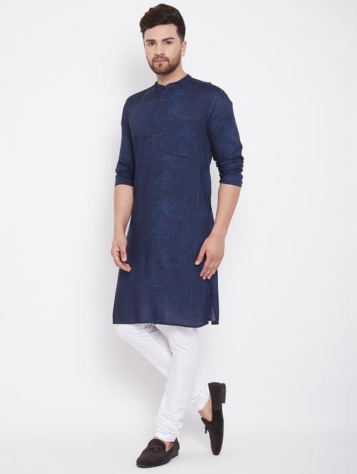 navy blue printed kurtas kurta - 17370593 - Very Small Image - 1