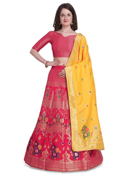 floral jacquard panelled lehenga - 17370779 - Very Small Image - 1