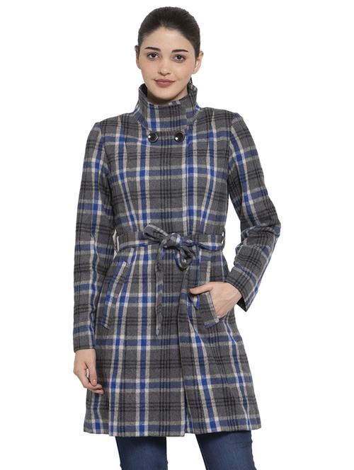 high neck checkered trench coat - 17371295 - Very Small Image - 1