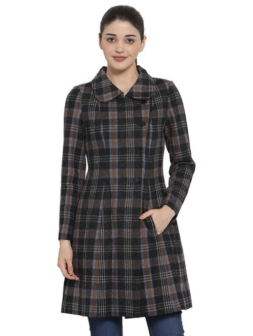 checkered trench/overcoat coat - 17371307 - Very Small Image - 1