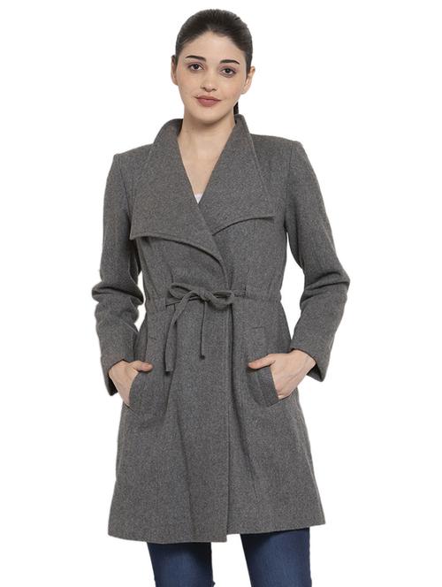 tie front trench/overcoat coat - 17371317 - Very Small Image - 1