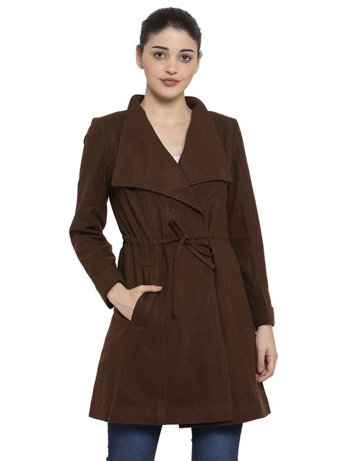 lapel neck trench/overcoat coat - 17371319 - Very Small Image - 1