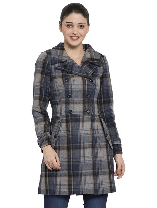 checkered trench/overcoat coat - 17371320 - Very Small Image - 1