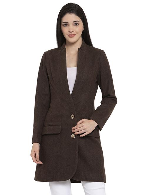 brown wool regular coat - 17371331 - Very Small Image - 1