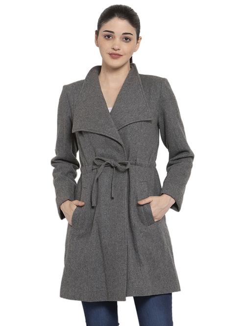 lapel neck trench/overcoat coat - 17371423 - Very Small Image - 1