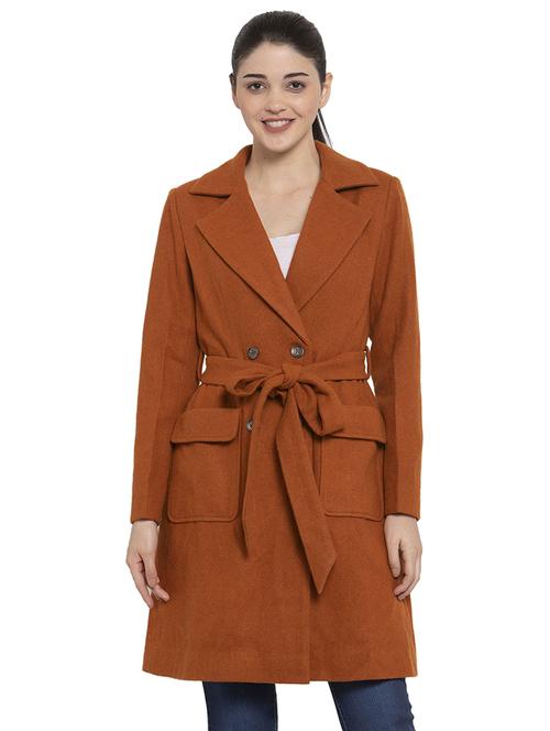 lapel neck trench/overcoat coat - 17371430 - Very Small Image - 1