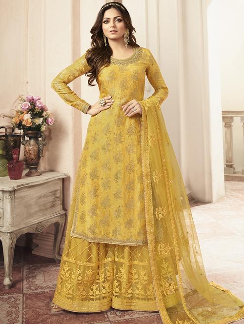 embroidered semi-stitched suit - 17372873 - Very Small Image - 1