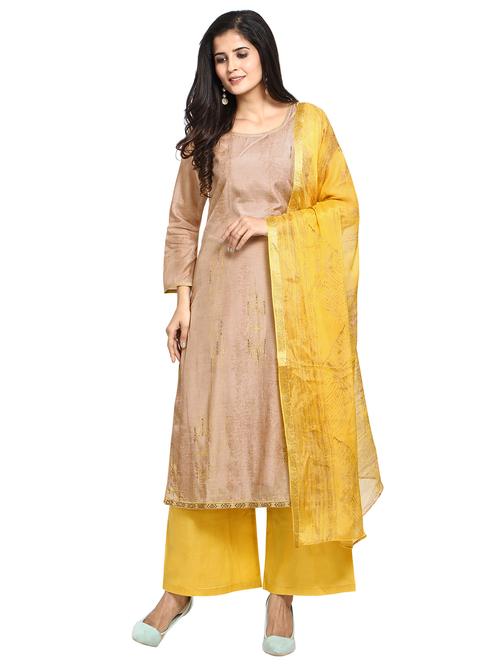printed sequined unstitched suit - 17372899 - Very Small Image - 1