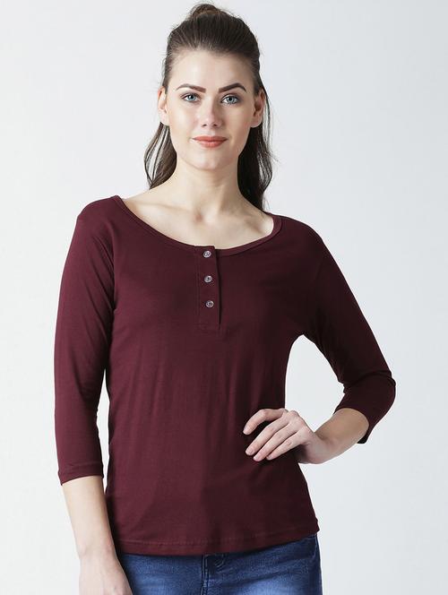 henley neck solid tee - 17372982 - Very Small Image - 1