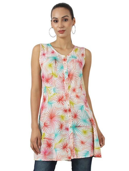 v-neck printed a line top - 17373582 - Very Small Image - 1