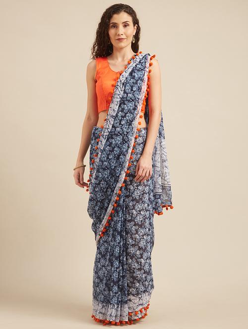 bandhani printed saree with blouse - 17373838 - Very Small Image - 1