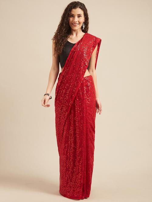 applique embroidered saree with blouse - 17373853 - Very Small Image - 1