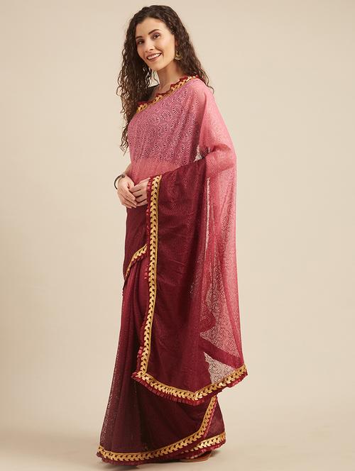 foil printed saree with blouse - 17373863 - Very Small Image - 1