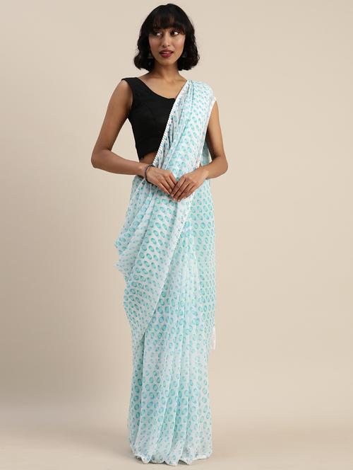 fringes detailed printed saree - 17374475 - Very Small Image - 1