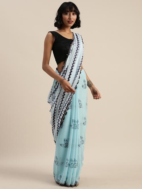 leheriya printed saree with blouse - 17374478 - Very Small Image - 1